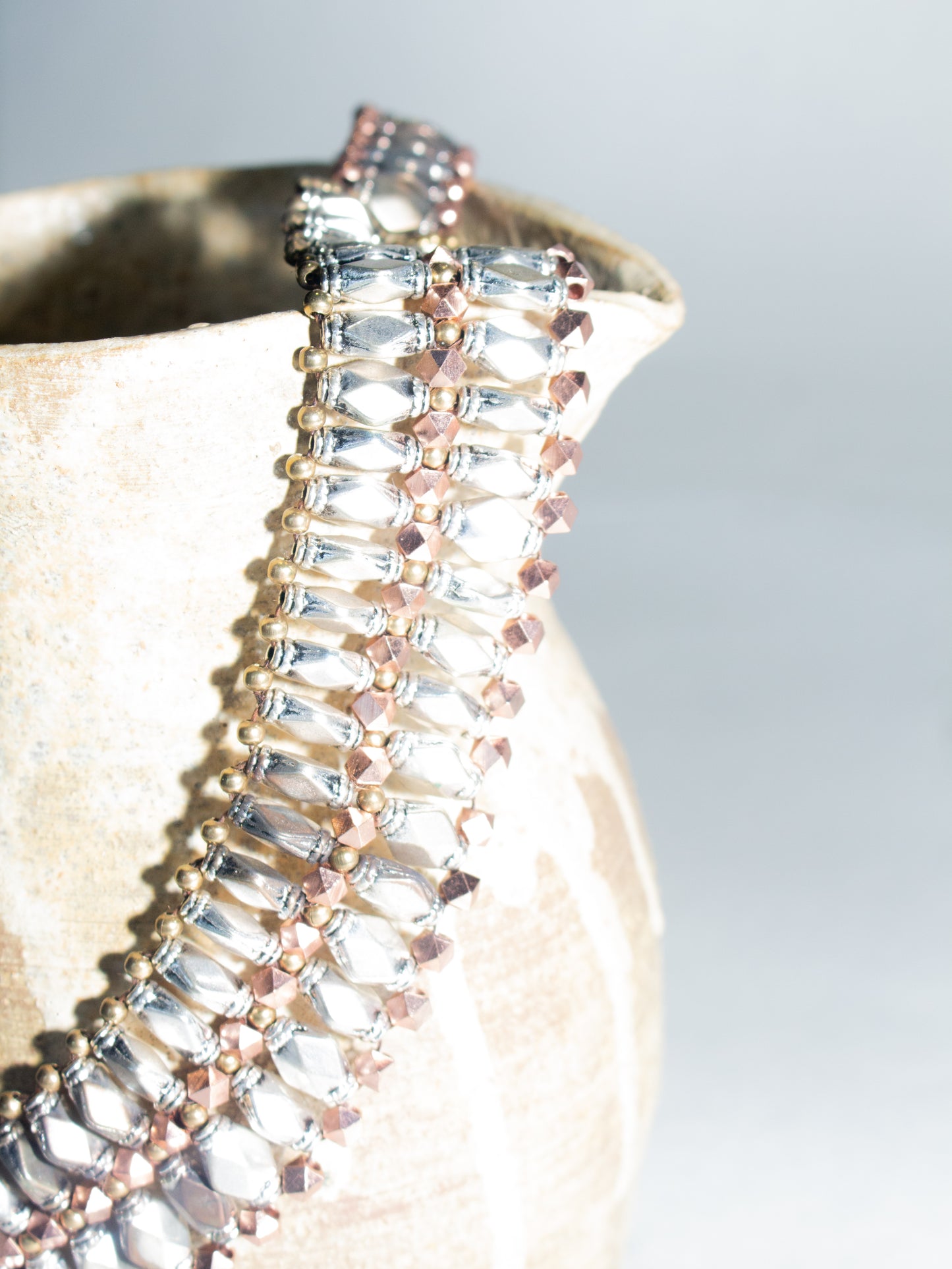 Nakamol Tri-Color & Silver Metal Beaded Necklace