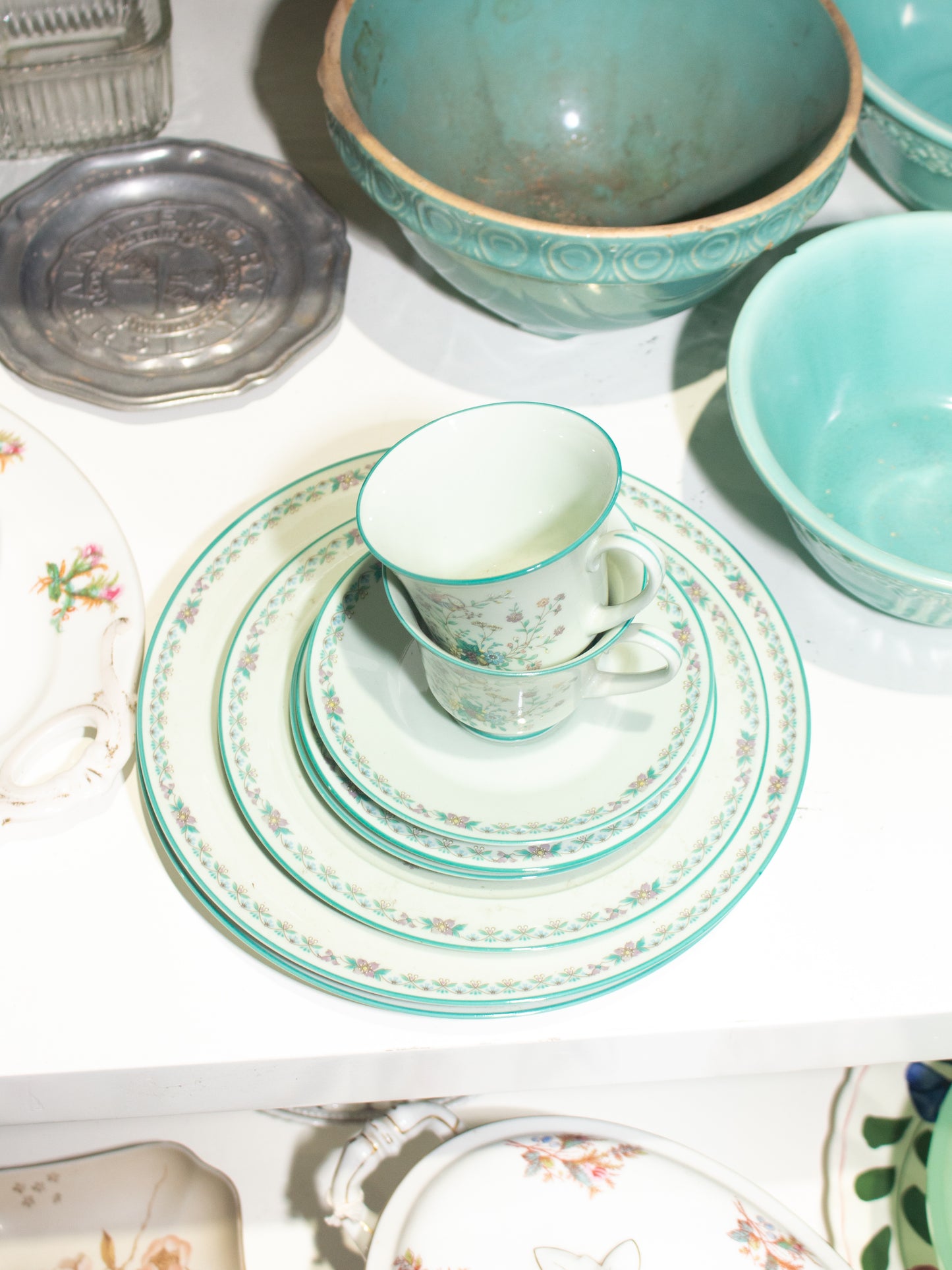 Vintage Porcelain Japan Crafted Green Tea Set for 2