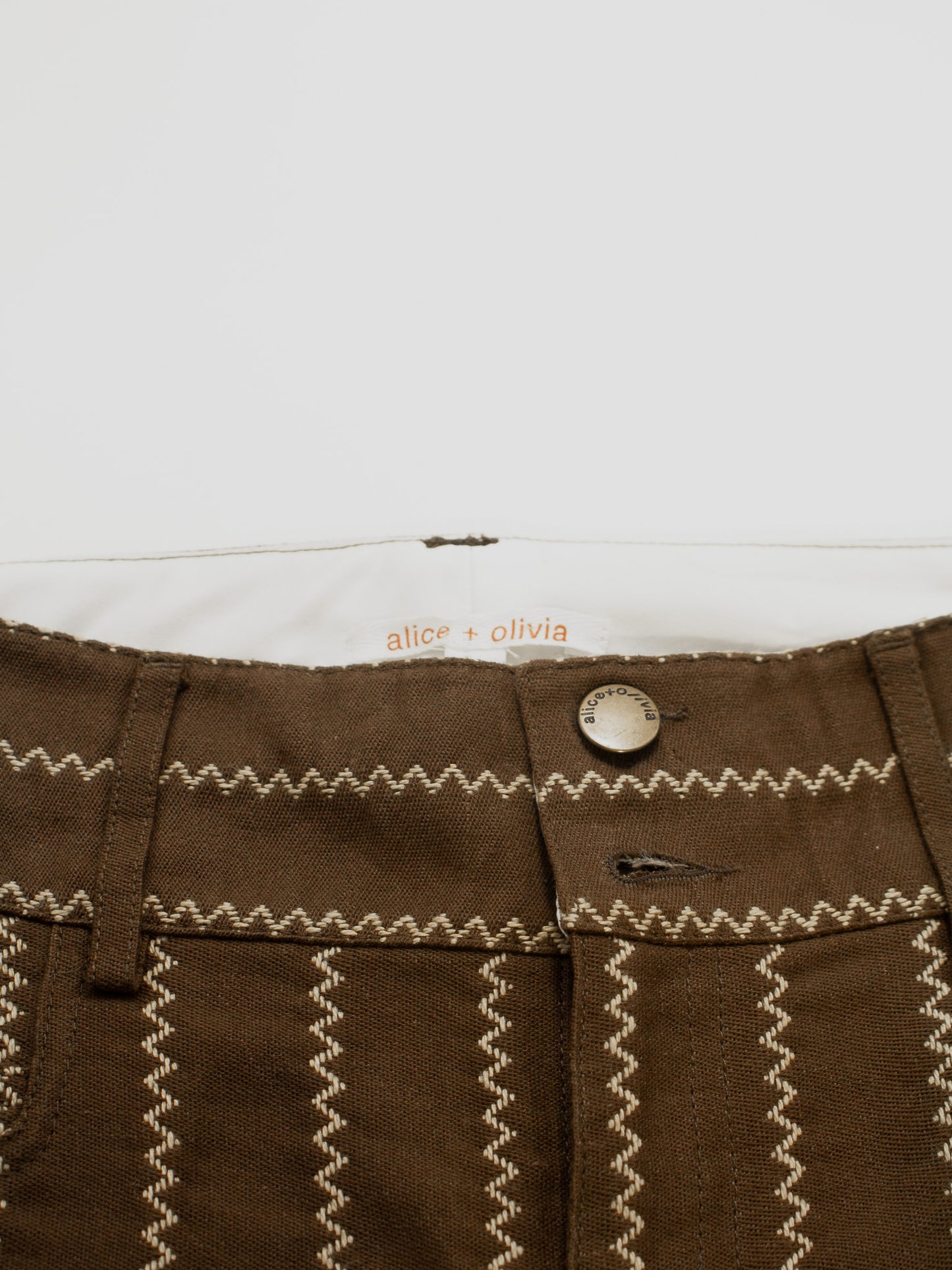 Alice + Olivia Brown Zig Zag Jeans