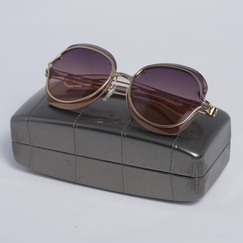 Rose Lens w/Gold Frame Sunglasses