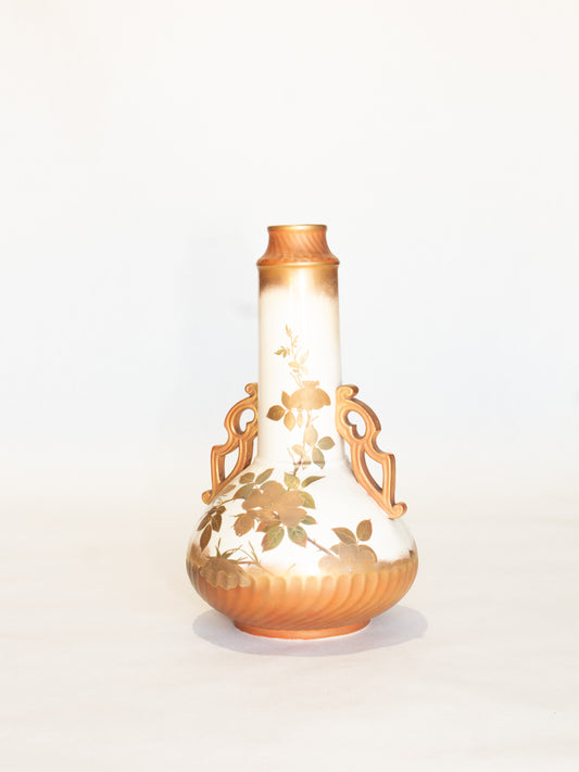 Vintage Cream and Gold Floral Vase