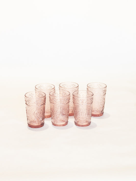 Vintage 22-Ounce Pink Glasses Tumblers (9 Cups Total)