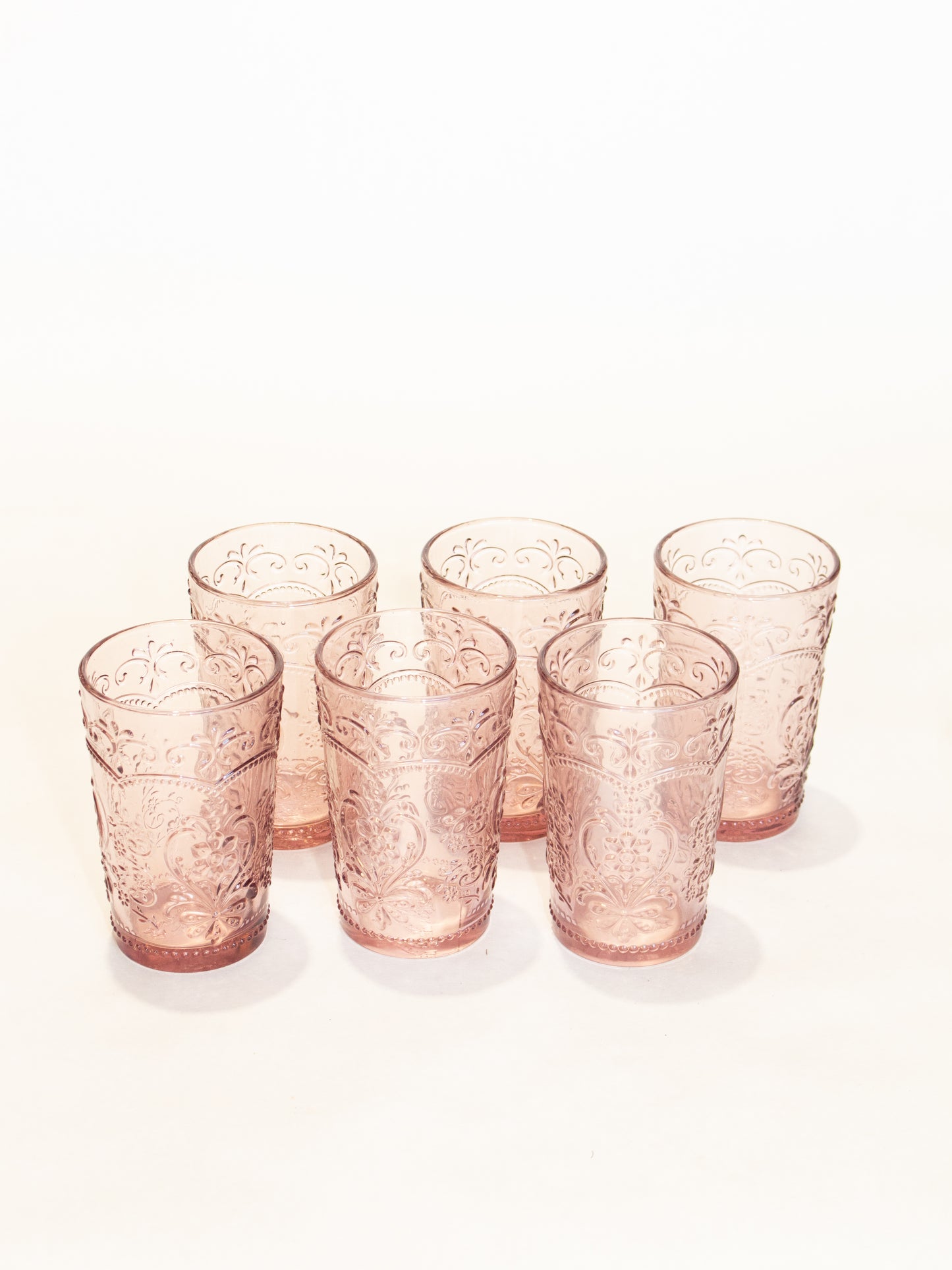 Vintage 22-Ounce Pink Glasses Tumblers (9 Cups Total)