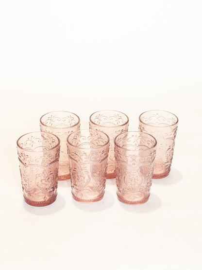 Vintage 22-Ounce Pink Glasses Tumblers (9 Cups Total)