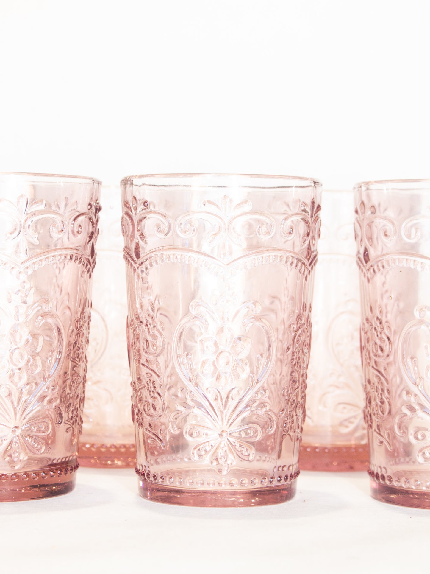 Vintage 22-Ounce Pink Glasses Tumblers (9 Cups Total)