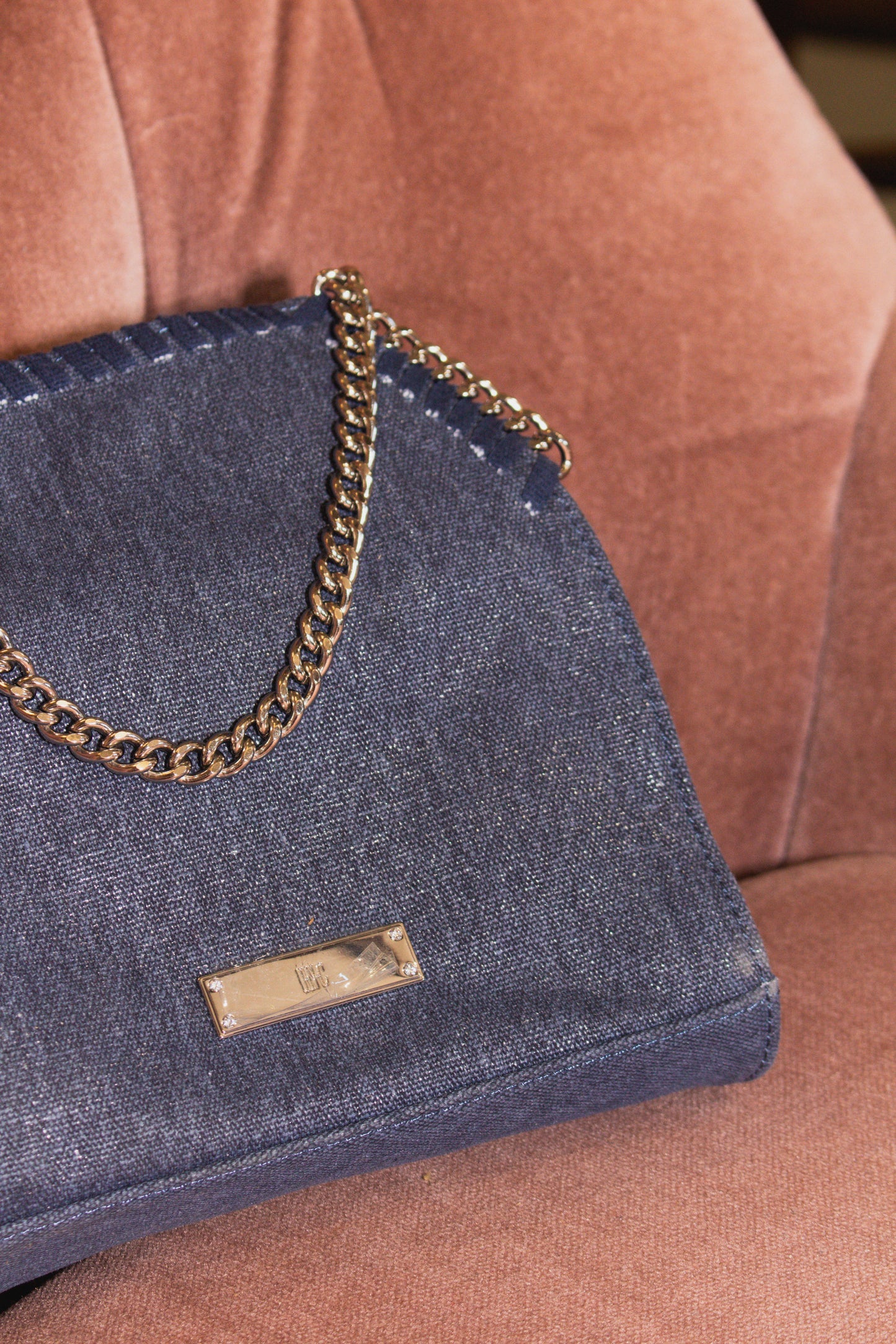 Women’s INC Internation Concepts Blue Denim Crossbody Chain Bag