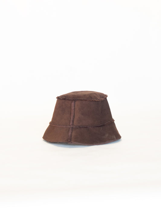 Vintage Y2k Suede Reversible Brown Fur Bucket Hat