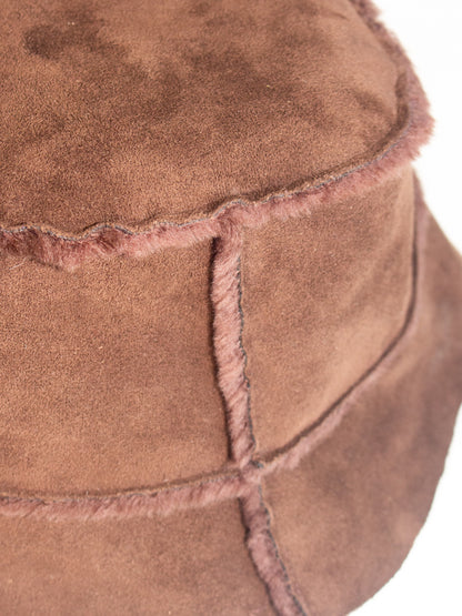 Vintage Y2k Suede Reversible Brown Fur Bucket Hat