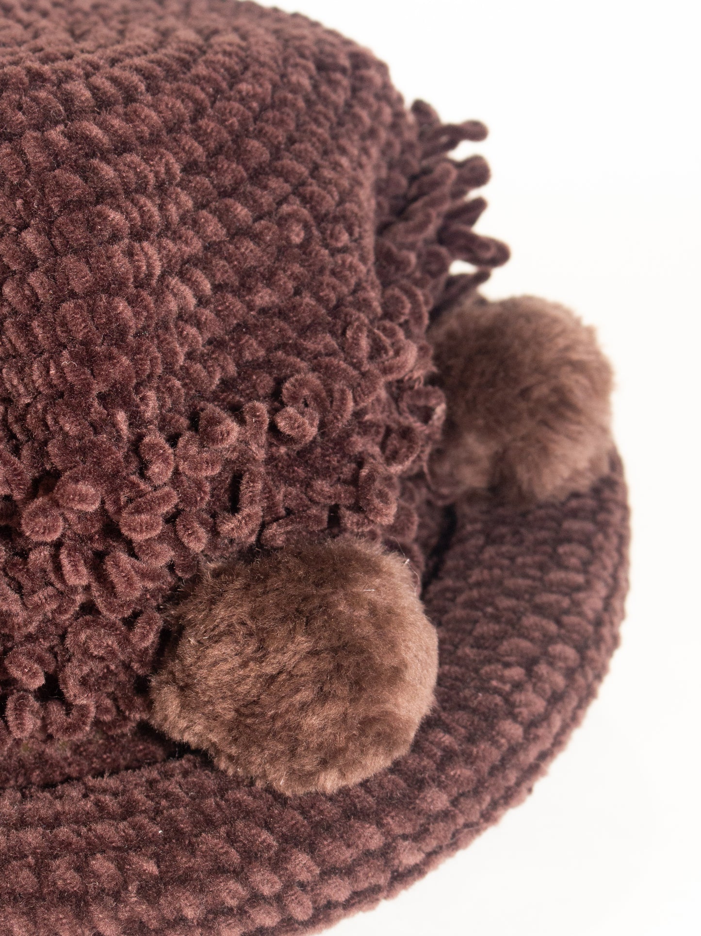 Vintage Beanie Stretch Brim Crochet Brown Knit Hat