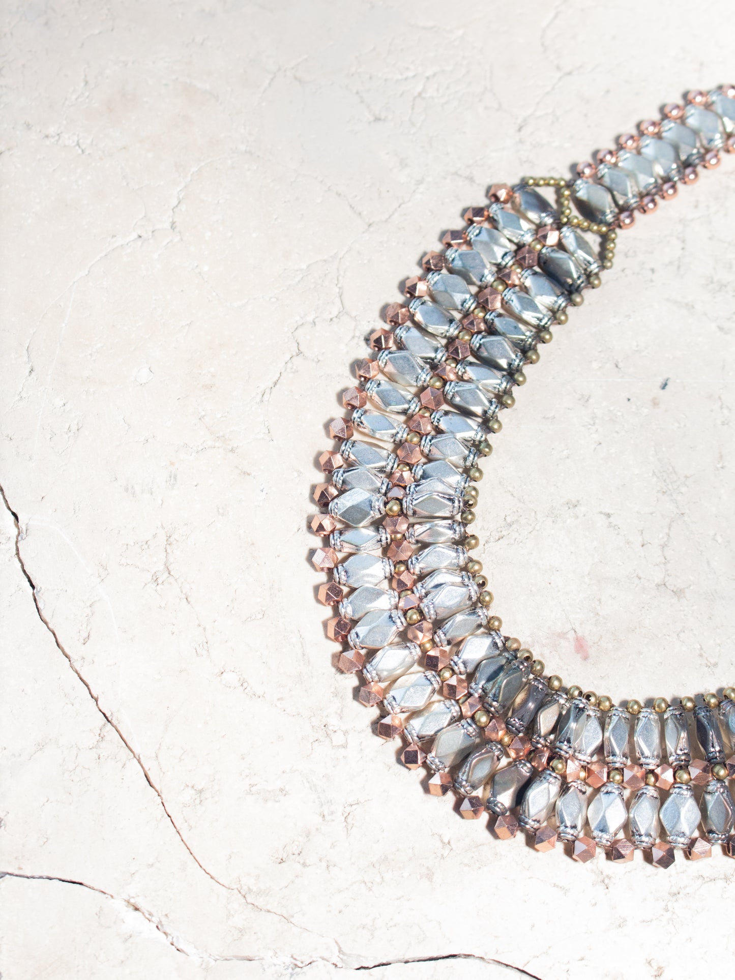 Nakamol Tri-Color & Silver Metal Beaded Necklace