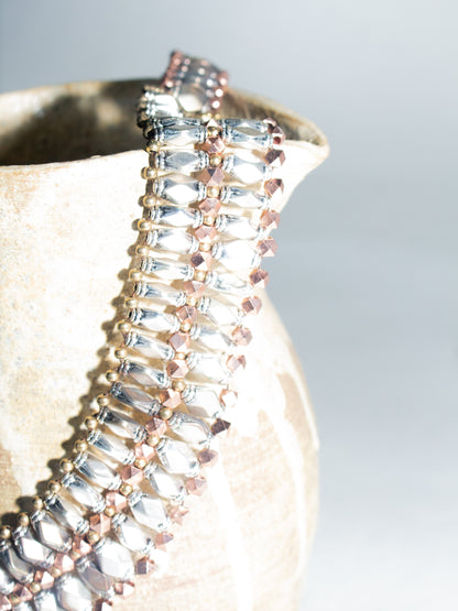 Nakamol Tri-Color & Silver Metal Beaded Necklace