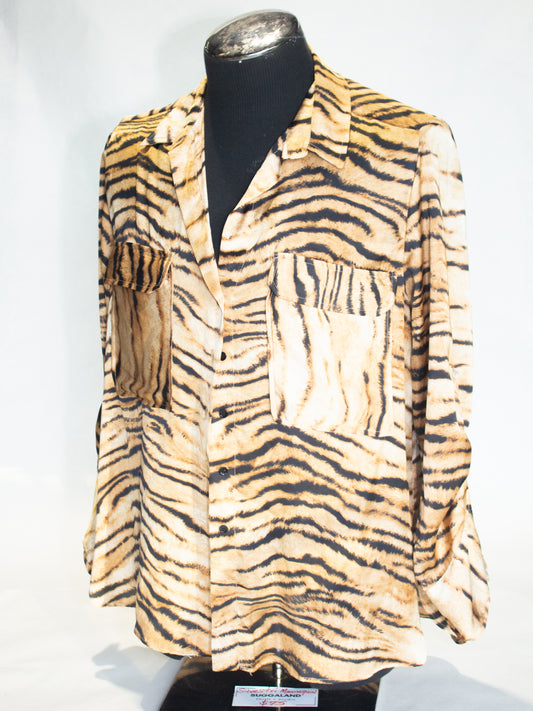 Zara Tiger Print Flowing Blouse (L)