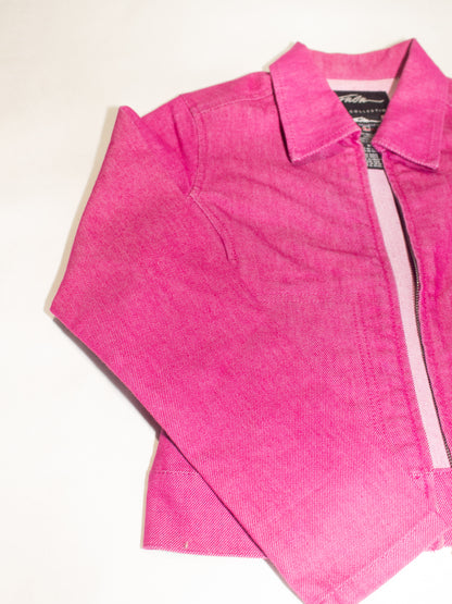 Vintage Hot Pink Denim Cropped Jacket