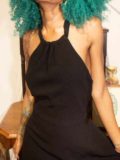 Vintage Black Halter Dress (S)