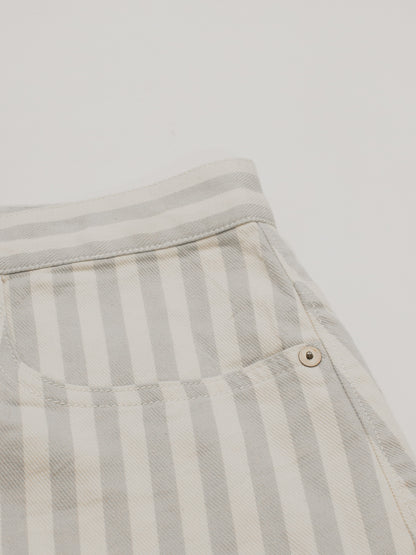 Madewell Light Blue Striped Button Front Frisco A-Line Denim Mini Skirt