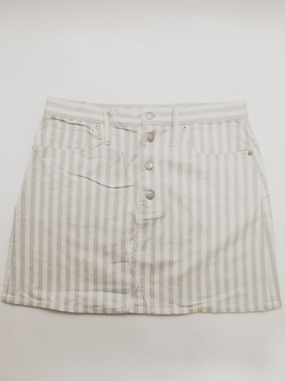 Madewell Light Blue Striped Button Front Frisco A-Line Denim Mini Skirt