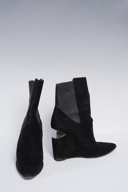 Alexander Wang Black Suede Wedge Booties